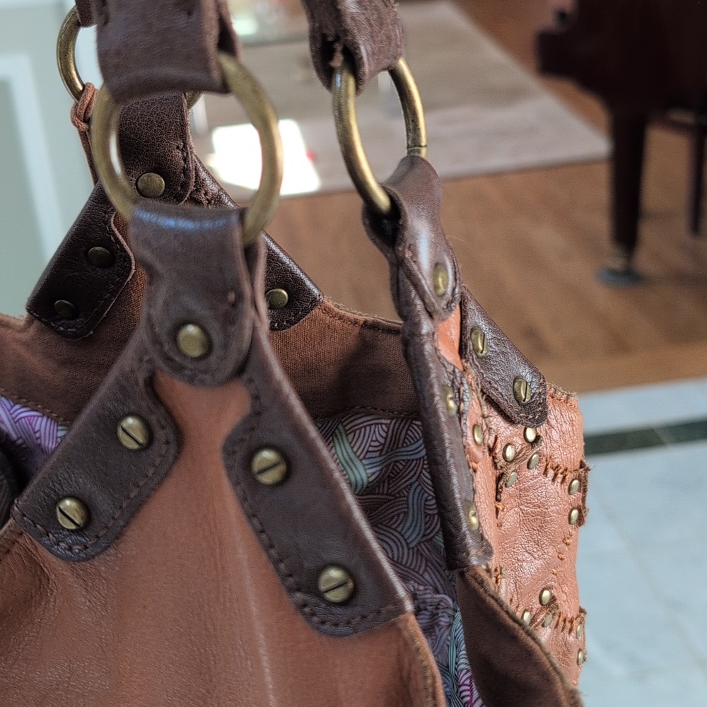 The Sak Brown Studded Leather Shoulder Bag - Picture 3 of 13